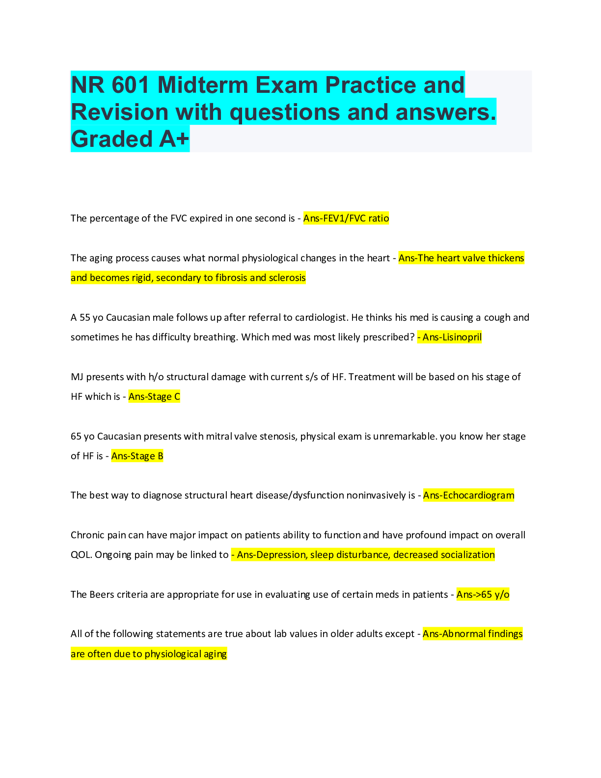 NR 601 Midterm Exam Practice and Revision with questions and answers